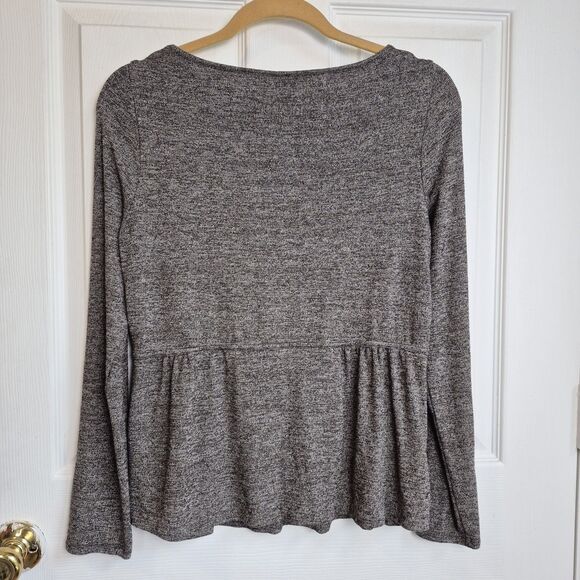 J. Jill Wearever Collection Top Size Small Peplum Long Sleeve Gray Stretch - Picture 3 of 3